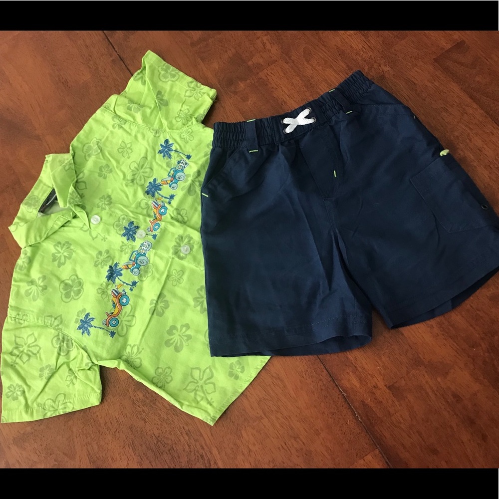 Hawaiian style shirt with shorts outfit
